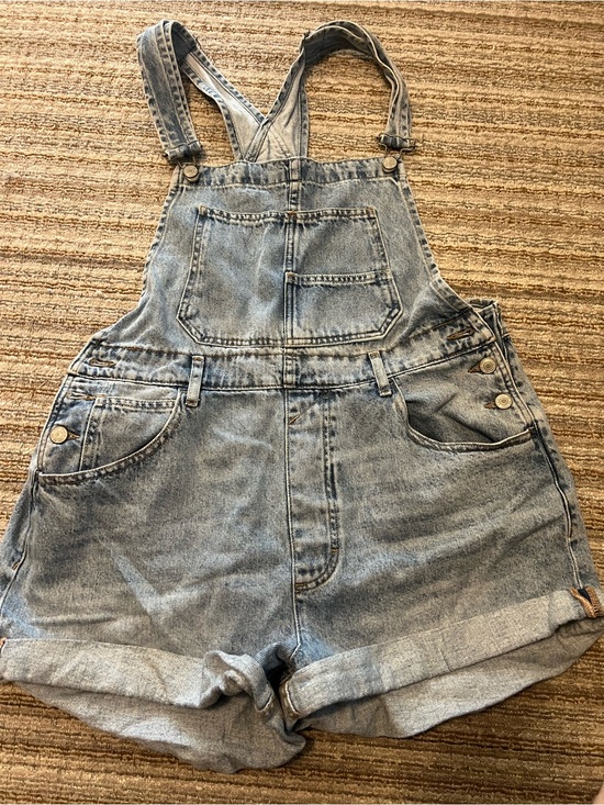 Free People Pants - Free People Ziggy Denim Short Overalls - Light Blue